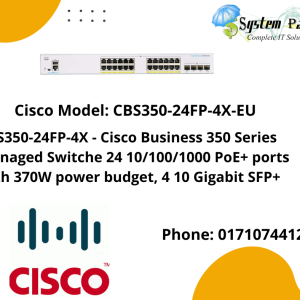 Cisco CBS350-24FP-4X - Cisco Business 350 Series Managed Switches Cisco Business 350 switch, 24 10/100/1000 PoE+ ports with 370W power budget, 4 10 Gigabit SFP+